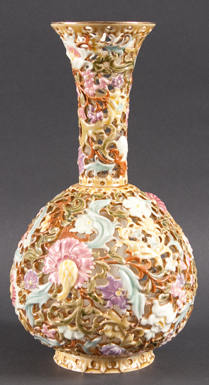 Zsolnay floral molded and painted