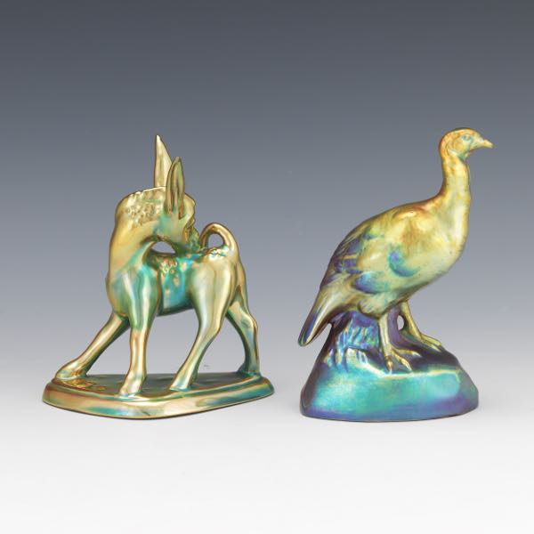 ZSOLNAY IRIDESCENT EOSIN DONKEY AND