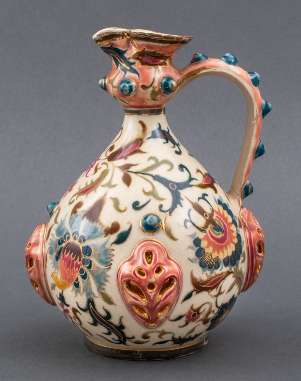 ZSOLNAY "IZNIK" STYLE PITCHER,