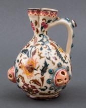ZSOLNAY "IZNIK" STYLE PITCHER,