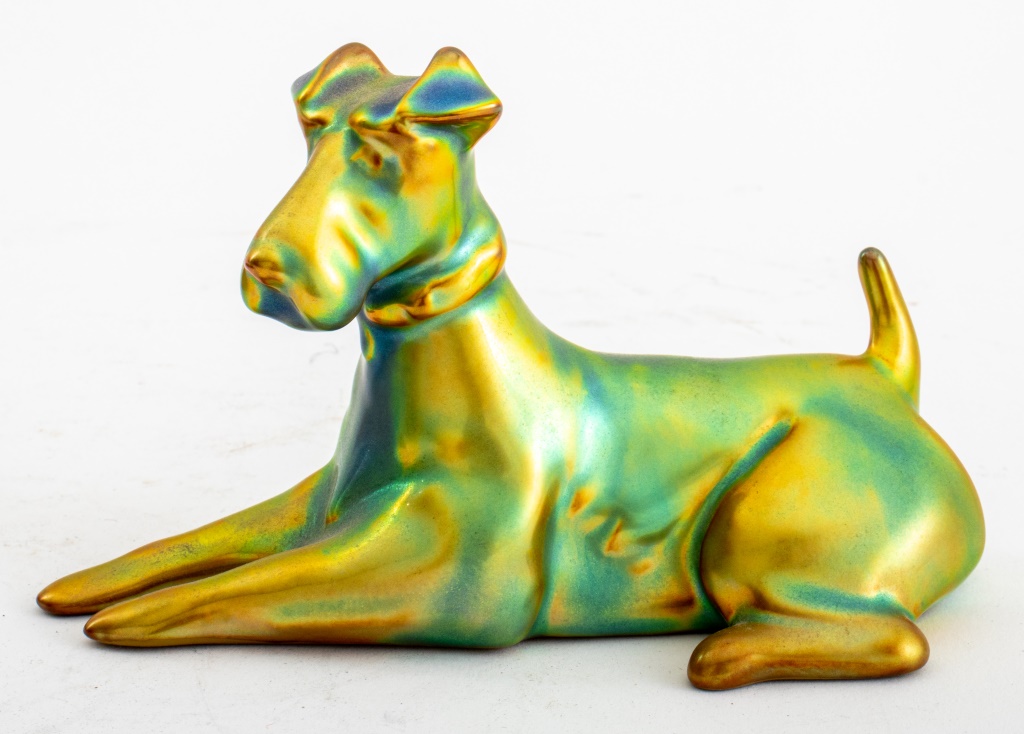 ZSOLNAY PORCELAIN FIGURINE OF A FOX