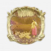 Zsolnay. Rare plaque with maid