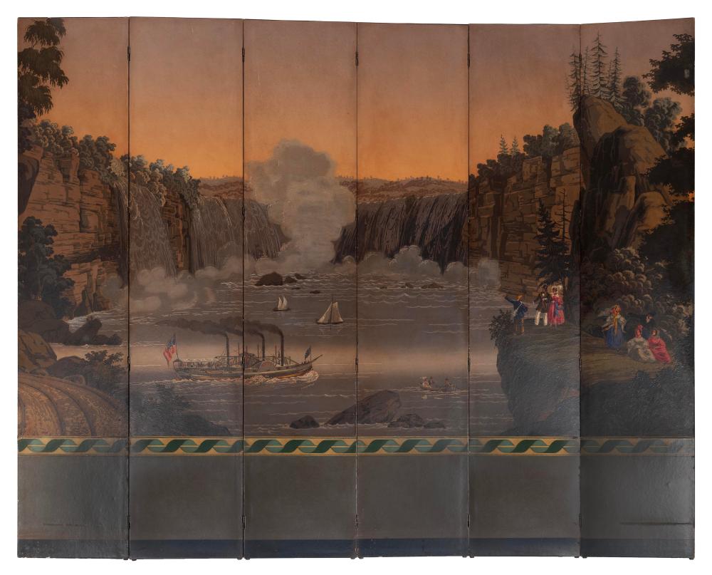 ZUBER SIX-PANEL SCREEN DEPICTING