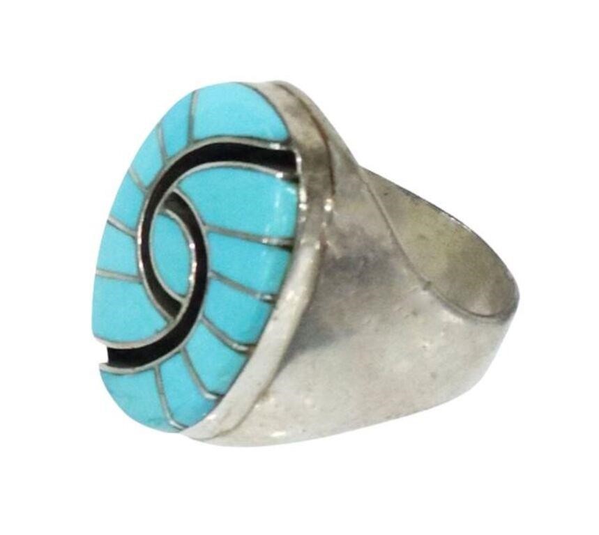 ZUNI AMY QUANDELACY TURQUOISE INLAY