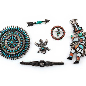 Zuni and Navajo Silver Pins /