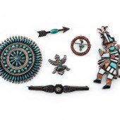 Zuni and Navajo Silver Pins /