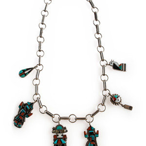 Zuni Channel Inlay Charm Necklace