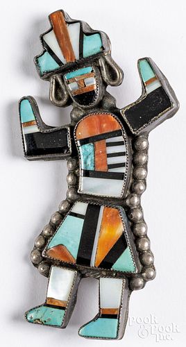 ZUNI INLAID SILVER KACHINA