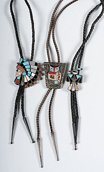 Zuni Inlay Bolos Some Signed Lot of