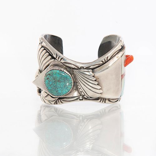 ZUNI INLAYED SILVER CUFF