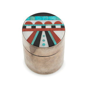 Zuni Mosaic Inlay Silver Lidded Box