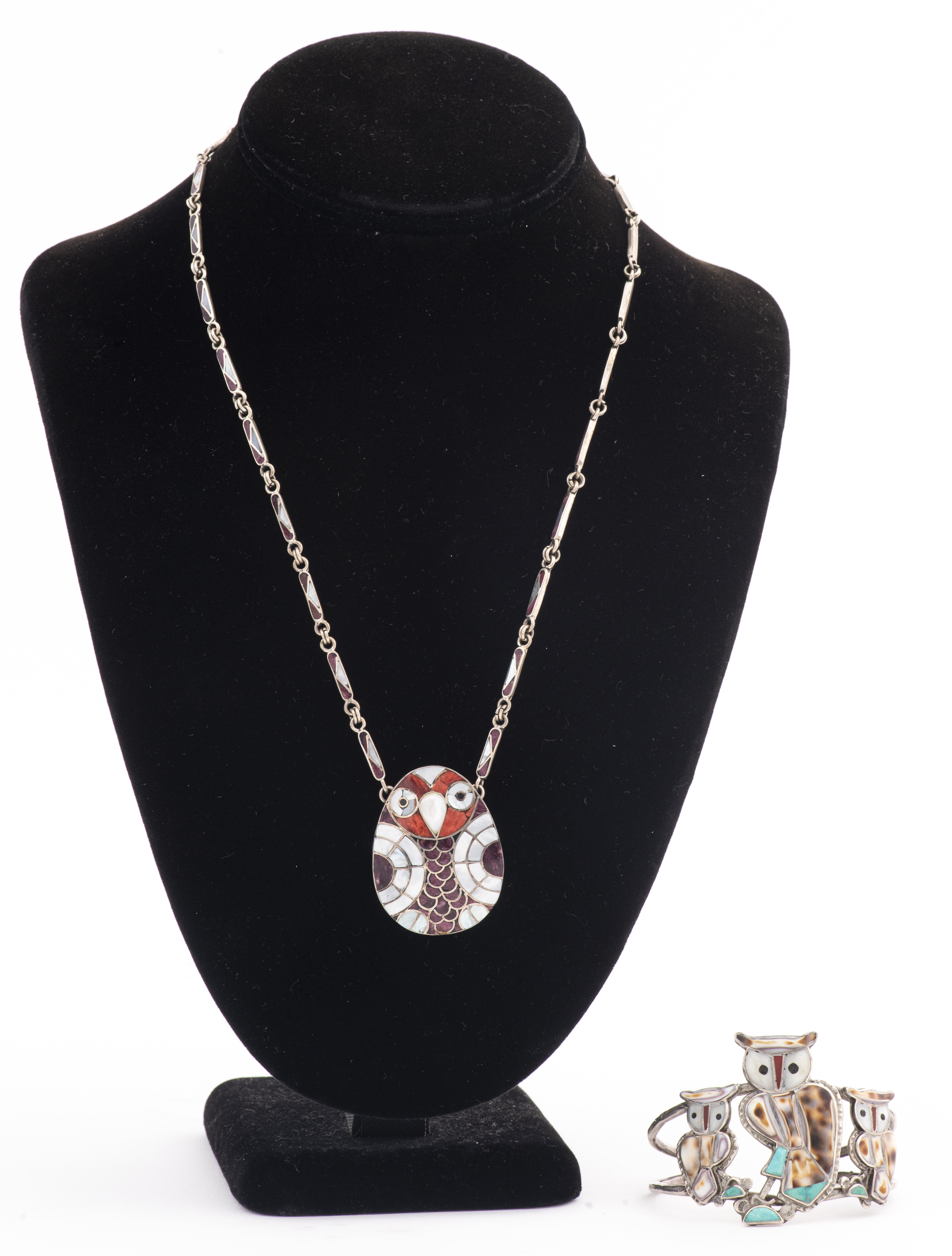 ZUNI OWL NECKLACE & BRACELET Zuni