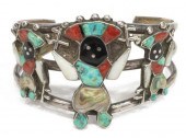 ZUNI SILVER INLAID APACHE CROW