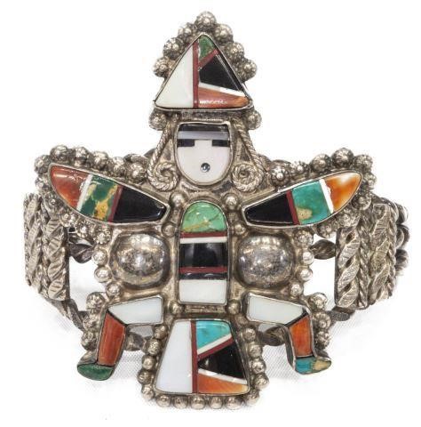 ZUNI SILVER INLAID KNIFEWING GOD
