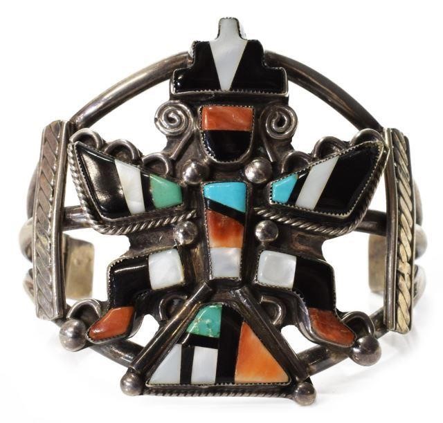 ZUNI SILVER INLAID KNIFEWING GOD