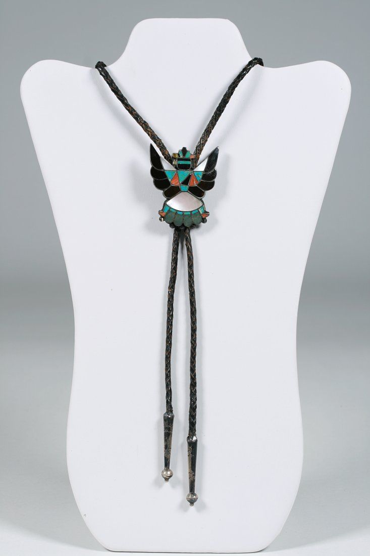 ZUNI SILVER & MOSAIC INLAY BOLO -