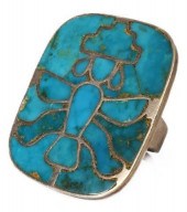 ZUNI SILVER & TURQUOISE INLAY