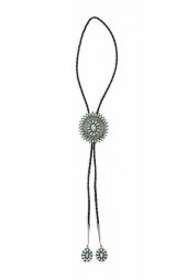 ZUNI STERLING TURQUOISE BOLO,