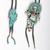 Zuni Turquoise Inlay Bolos eac